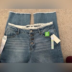 NWT Tinseltown High Rise Blue Jeans with Crochet Waist Detail